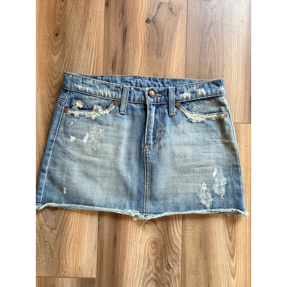 Joe's Jeans Micro Mini Jeans Skirt Distressed 11" Length‎ Sz 25 Women's